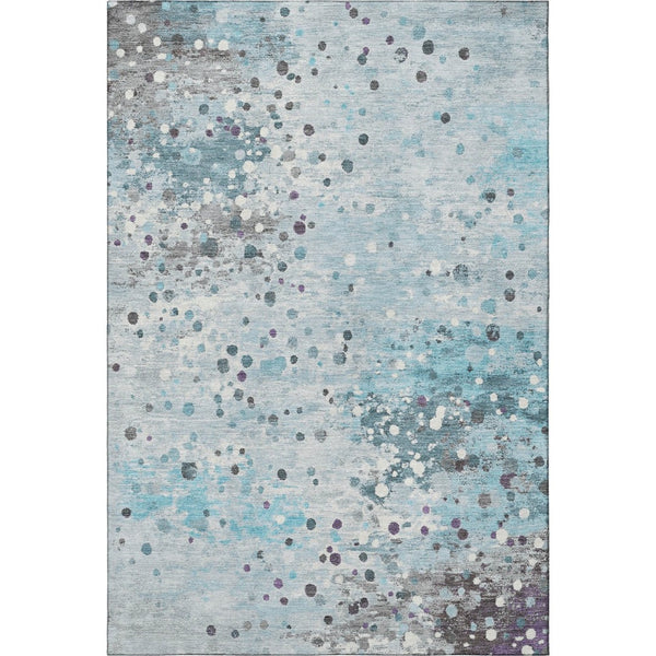 HomeRoots 5' X 8' Teal Gray Ivory Abstract Washable Area Rug - Modern Design with UV Protection & Easy Care 710773