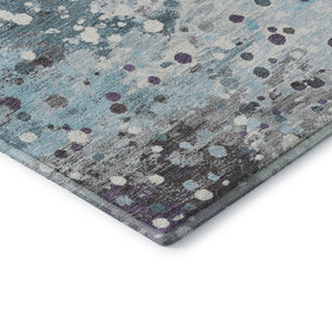 HomeRoots 8' X 10' Teal Gray Ivory Abstract Washable Area Rug - Stylish, Durable, UV-Protected for High-Traffic Areas 710775