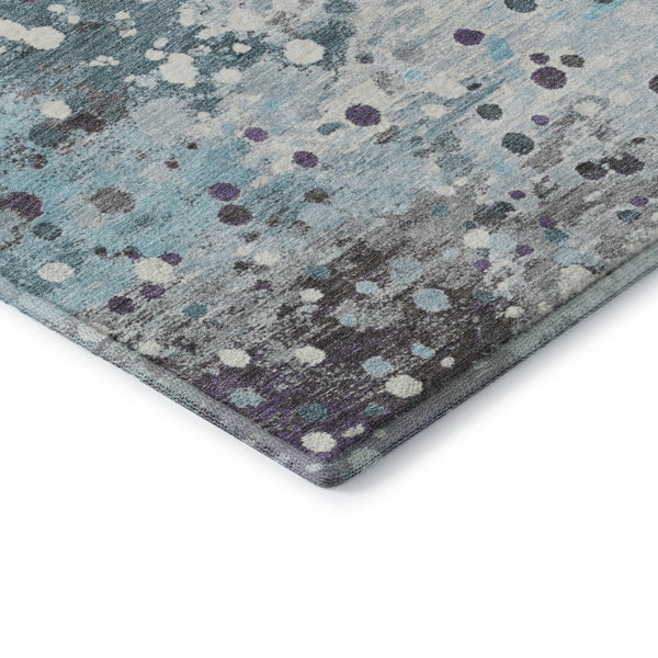 HomeRoots 8' X 10' Teal Gray Ivory Abstract Washable Area Rug - Stylish, Durable, UV-Protected for High-Traffic Areas 710775