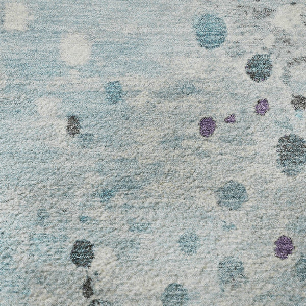 HomeRoots 8' X 10' Teal Gray Ivory Abstract Washable Area Rug - Stylish, Durable, UV-Protected for High-Traffic Areas 710775