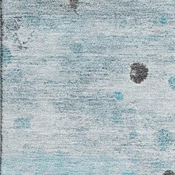 HomeRoots 9' X 12' Modern Abstract Teal Gray Ivory Area Rug - Washable, UV-Protected, Stain-Resistant Design 710776