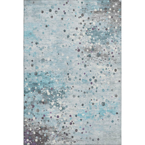 HomeRoots 10' X 14' Teal Gray Ivory Abstract Washable Area Rug – Stylish, Stain Resistant & UV Protected! 710777
