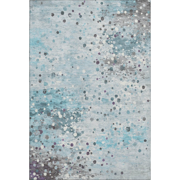 HomeRoots 10' X 14' Teal Gray Ivory Abstract Washable Area Rug – Stylish, Stain Resistant & UV Protected! 710777