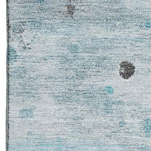 HomeRoots 10' X 14' Teal Gray Ivory Abstract Washable Area Rug – Stylish, Stain Resistant & UV Protected! 710777