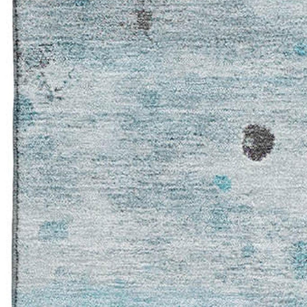 HomeRoots 10' X 14' Teal Gray Ivory Abstract Washable Area Rug – Stylish, Stain Resistant & UV Protected! 710777
