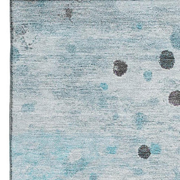 HomeRoots 10' X 14' Teal Gray Ivory Abstract Washable Area Rug – Stylish, Stain Resistant & UV Protected! 710777