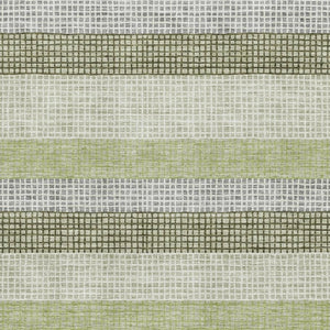 HomeRoots 5' x 8' Artichoke Green Striped Washable Area Rug - Durable, UV-Protected, Pet-Friendly Design! 710779