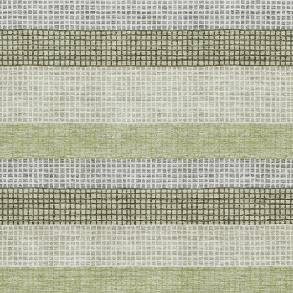HomeRoots 5' x 8' Artichoke Green Striped Washable Area Rug - Durable, UV-Protected, Pet-Friendly Design! 710779
