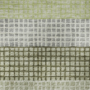 HomeRoots 8' X 10' Artichoke Green, Ivory & Gray Striped Washable Area Rug - Durable, UV-Protected Design! 710781