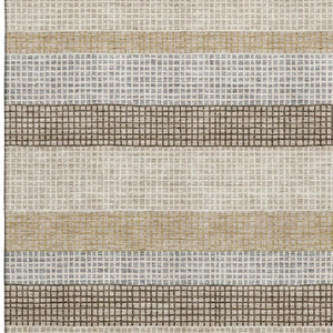 HomeRoots 5' X 8' Striped Area Rug in Beige, Ivory & Chocolate - Washable, UV Protected & Non-Slip Backing 710785