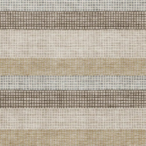 HomeRoots 8' Washable Round Rug in Beige, Ivory & Chocolate Stripes - Durable, UV-Protected, Non-Slip Design 710786
