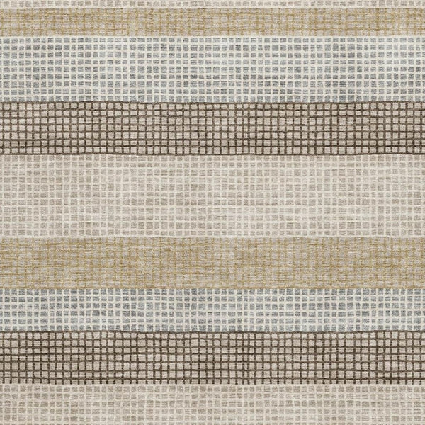 HomeRoots 9' X 12' Beige Ivory Chocolate Striped Washable Area Rug - Durable, UV-Protected, Stylish & Cozy 710788
