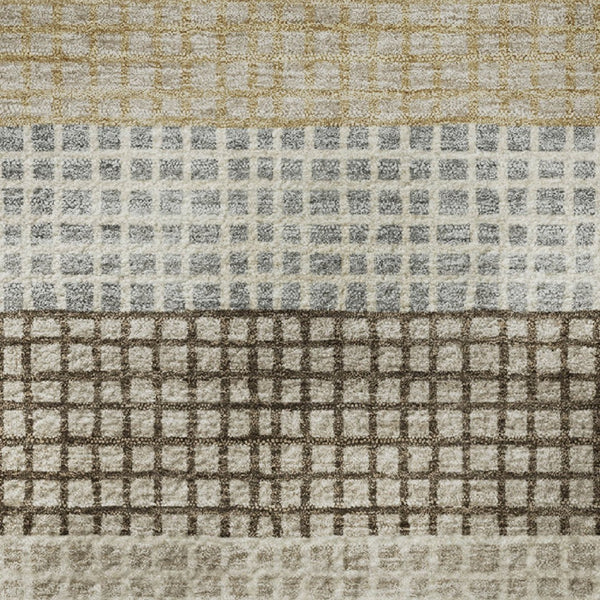 HomeRoots 10' X 14' Washable Beige, Ivory & Chocolate Striped Area Rug with UV Protection for Active Homes 710789