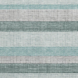 HomeRoots 5' X 8' Stylish Teal Ivory Gray Striped Area Rug - Washable, UV Protected, Stain Resistant Design 710791