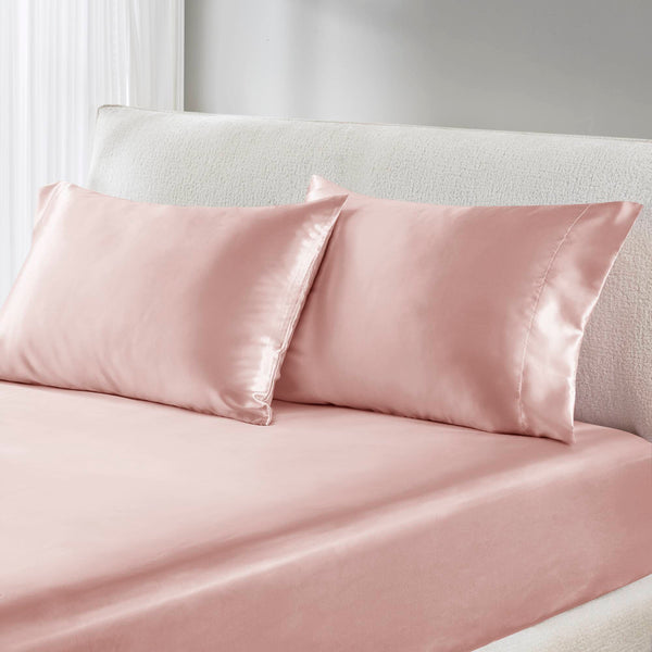 JLA Home Madison Park Essentials - Luxury Satin Pillowcases Set for Skin & Hair Protection, Wrinkle-Resistant, OEKO-TEX Certified Blush MPE21-990