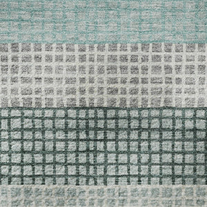 HomeRoots 8' X 10' Teal, Ivory & Gray Striped Area Rug - Washable, UV-Protected, & Perfect for Family Spaces! 710793