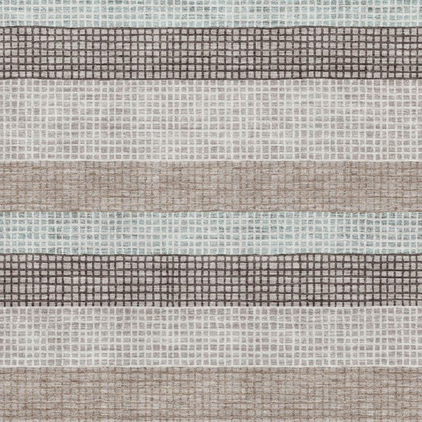 HomeRoots 5' X 8' Stylish Taupe Ivory & Brown Striped Washable Area Rug | Durable, UV-Protected & Easy-Care 710797