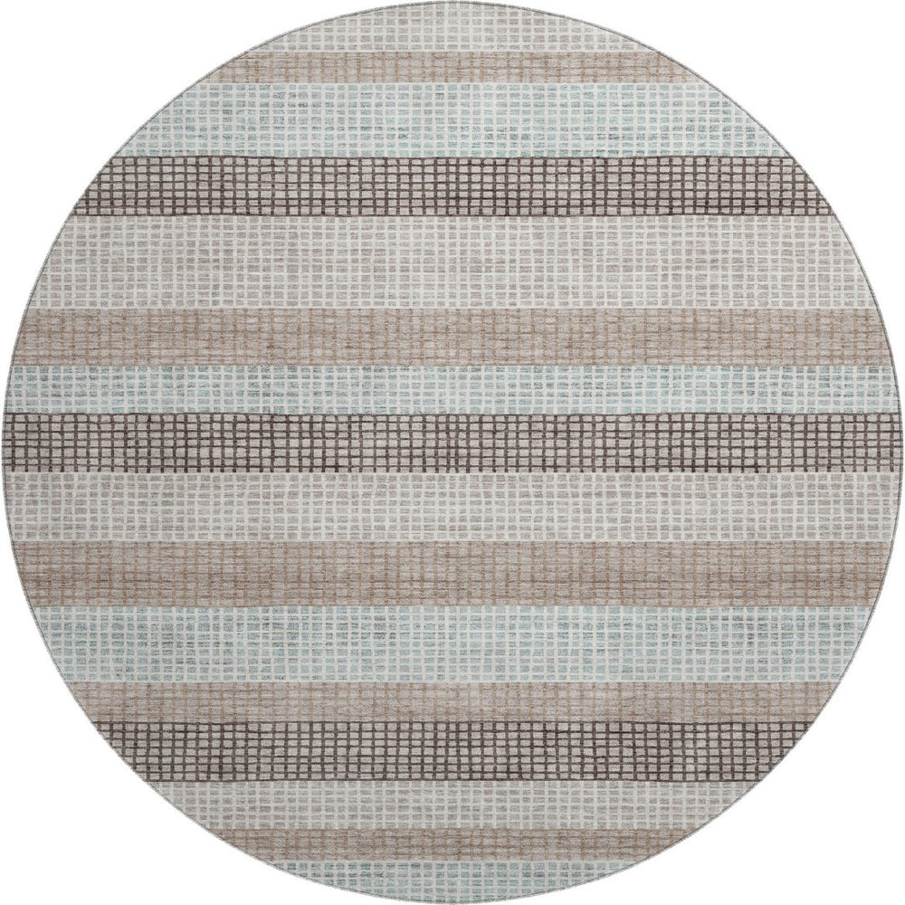 HomeRoots 8' X 10' Transitional Taupe Ivory Brown Striped Washable Area Rug with UV Protection & Durability 710799