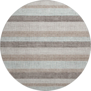 HomeRoots 8' X 10' Transitional Taupe Ivory Brown Striped Washable Area Rug with UV Protection & Durability 710799