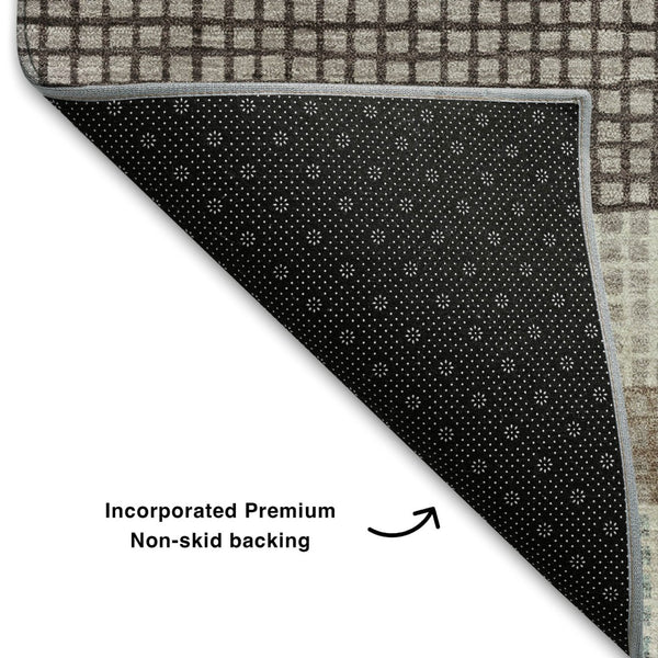 HomeRoots 8' X 10' Transitional Taupe Ivory Brown Striped Washable Area Rug with UV Protection & Durability 710799