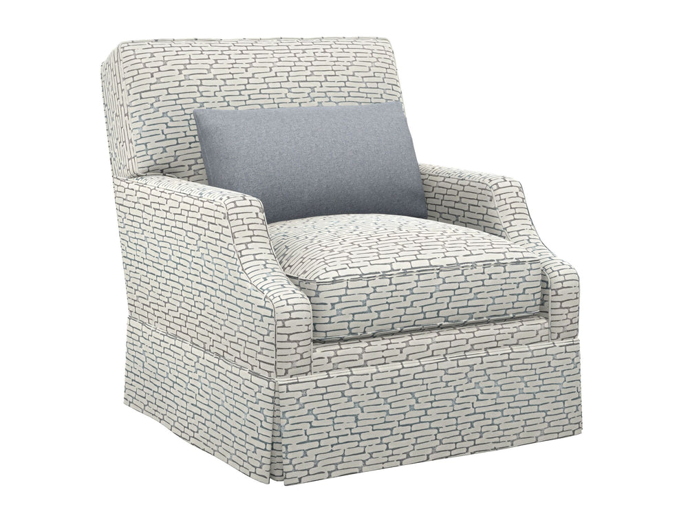 Lexington Courtney Swivel Accent Chair with Ultra Down Seat Saddle Stitch Detail and Kidney Pillow 7108-11SW-73