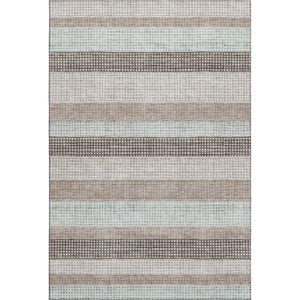 HomeRoots 10' X 14' Taupe Ivory Brown Striped Washable Area Rug - Durable, Stain-Resistant, UV Protected Design! 710801