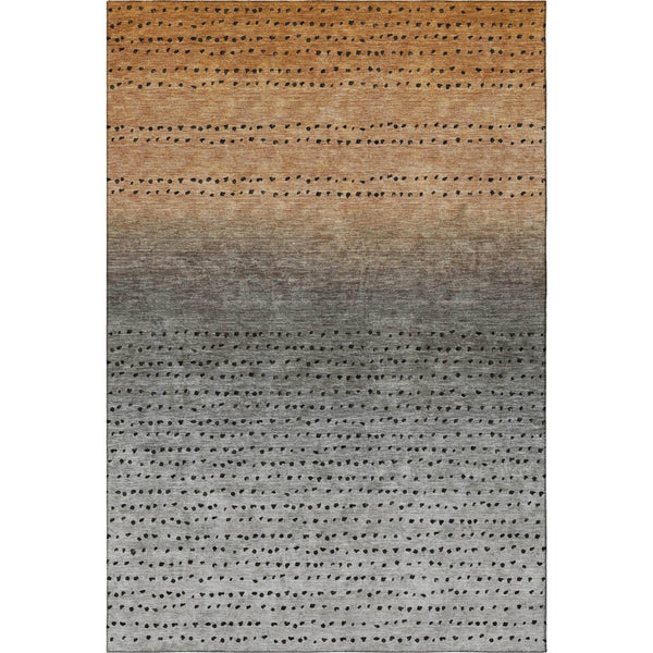 HomeRoots 5' X 8' Copper Gray & Silver Abstract Area Rug - Washable, UV Protected, Durable for High-Traffic Areas 710803