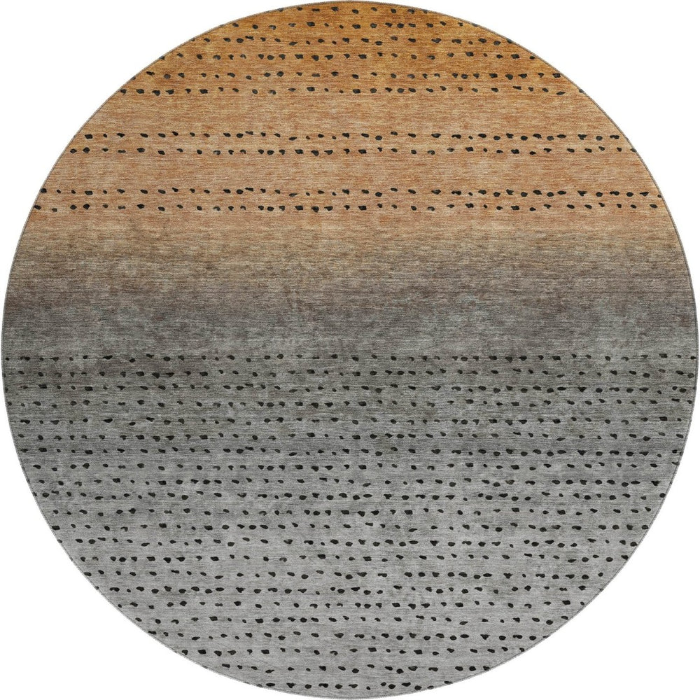 HomeRoots 8' X 10' Stylish Copper Gray & Silver Abstract Washable Area Rug with UV Protection & Durability 710805