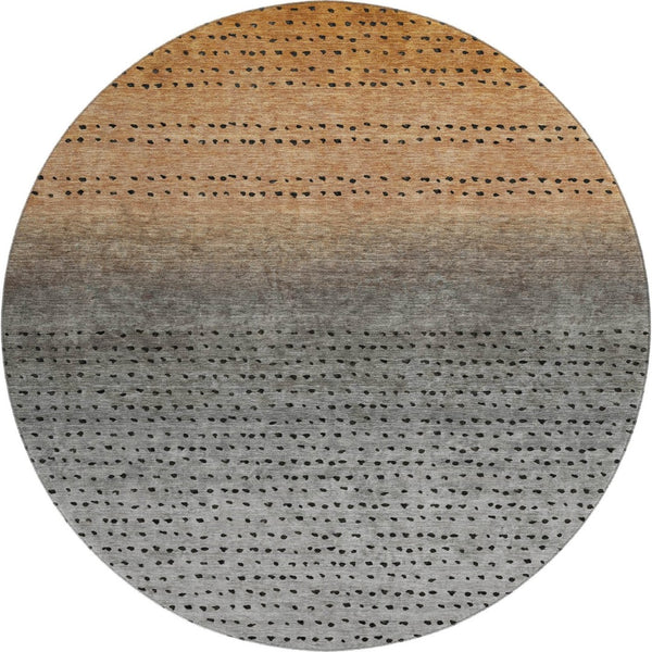 HomeRoots 8' X 10' Stylish Copper Gray & Silver Abstract Washable Area Rug with UV Protection & Durability 710805