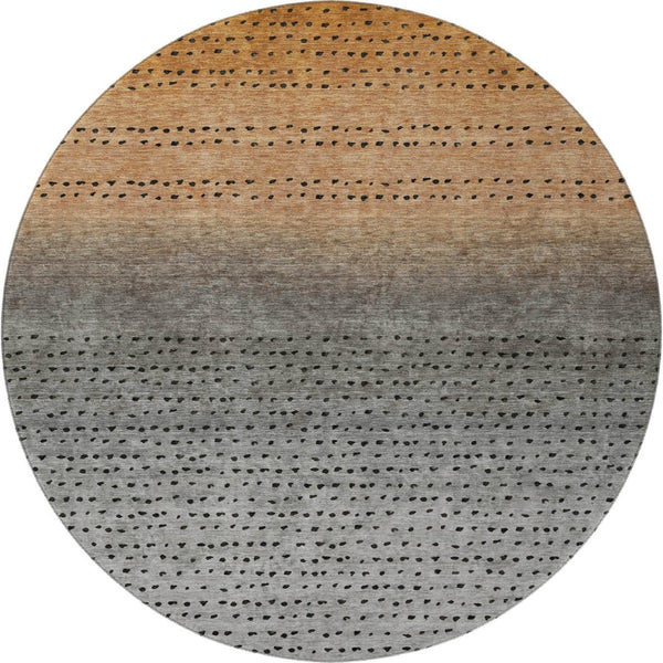 HomeRoots 8' X 10' Stylish Copper Gray & Silver Abstract Washable Area Rug with UV Protection & Durability 710805