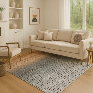 HomeRoots 10' X 14' Copper Gray & Silver Abstract Area Rug - Washable, UV-Protected, Durable for Busy Homes 710807