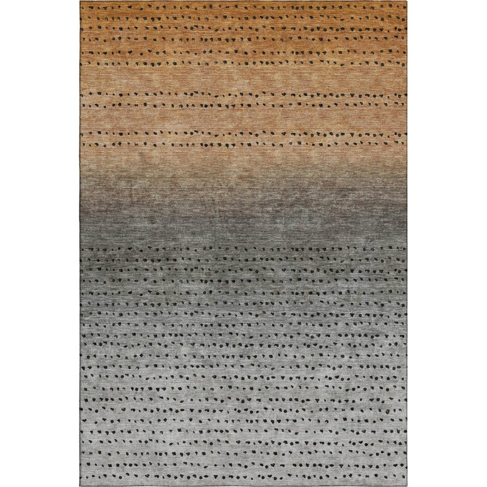 HomeRoots 10' X 14' Copper Gray & Silver Abstract Area Rug - Washable, UV-Protected, Durable for Busy Homes 710807