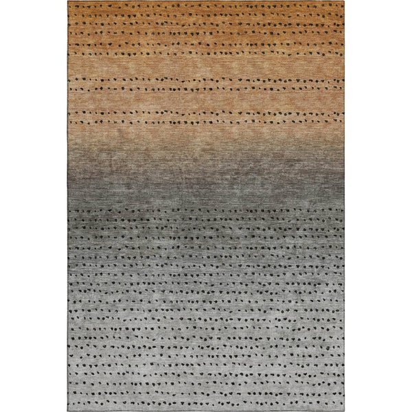 HomeRoots 10' X 14' Copper Gray & Silver Abstract Area Rug - Washable, UV-Protected, Durable for Busy Homes 710807
