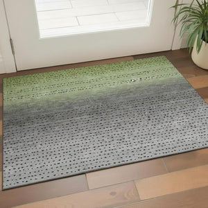 HomeRoots 5' X 8' Fern Green Charcoal Silver Abstract Washable Area Rug – Durable, Stylish & UV Protected! 710809