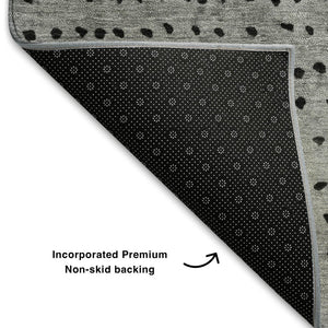 HomeRoots 5' X 8' Fern Green Charcoal Silver Abstract Washable Area Rug – Durable, Stylish & UV Protected! 710809