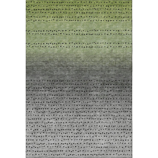 HomeRoots 5' X 8' Fern Green Charcoal Silver Abstract Washable Area Rug – Durable, Stylish & UV Protected! 710809