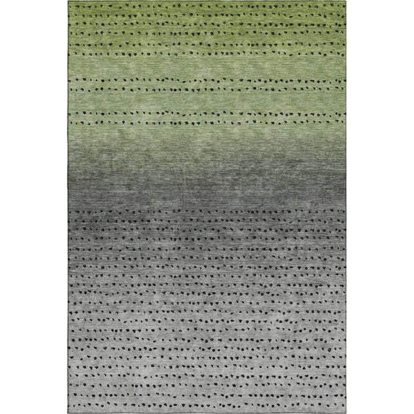 HomeRoots 8' Fern Green Charcoal & Silver Abstract Washable Round Rug with UV Protection for Busy Homes 710810