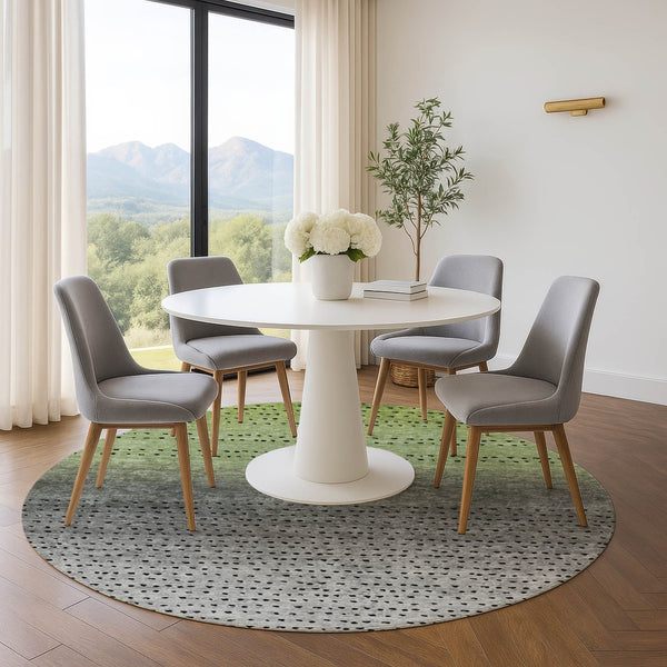 HomeRoots 8' X 10' Fern Green Abstract Area Rug - Stylish, Washable, UV-Protected, Durable for Busy Homes 710811
