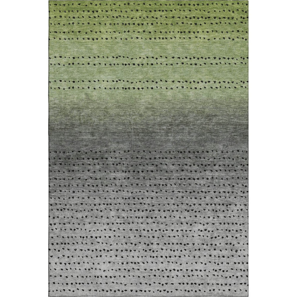 HomeRoots 9' X 12' Fern Green Charcoal & Silver Washable Area Rug - Stylish, Durable, UV Protected for Homes 710812