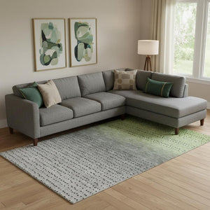 HomeRoots 10' Washable Fern Green, Charcoal & Silver Abstract Area Rug with UV Protection for Modern Spaces 710813