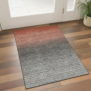 HomeRoots 5' X 8' Abstract Area Rug in Rust, Charcoal & Gray - Washable, UV-Protected, Modern Design for Homes 710815