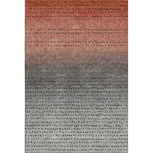 HomeRoots 8' Washable Round Rug with UV Protection - Modern Abstract Design in Rust, Charcoal & Gray Tones 710816