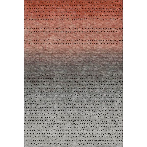 HomeRoots 8' Washable Round Rug with UV Protection - Modern Abstract Design in Rust, Charcoal & Gray Tones 710816