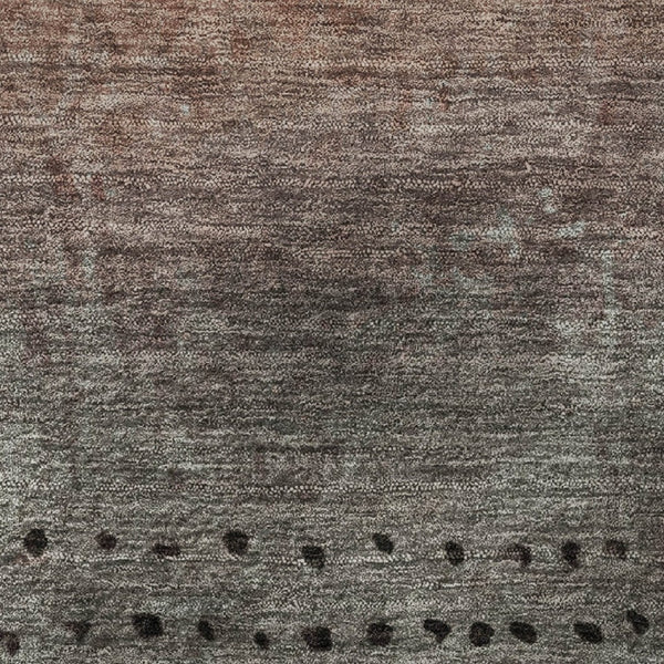 HomeRoots 8' Washable Round Rug with UV Protection - Modern Abstract Design in Rust, Charcoal & Gray Tones 710816