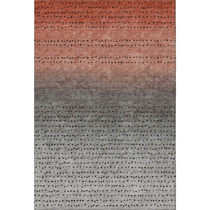 HomeRoots 8' Washable Round Rug with UV Protection - Modern Abstract Design in Rust, Charcoal & Gray Tones 710816