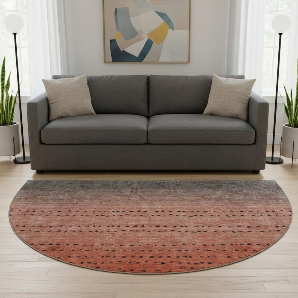 HomeRoots 8' X 10' Washable Area Rug in Rust, Charcoal & Gray - Durable, Stain-Resistant, UV Protected Design 710817