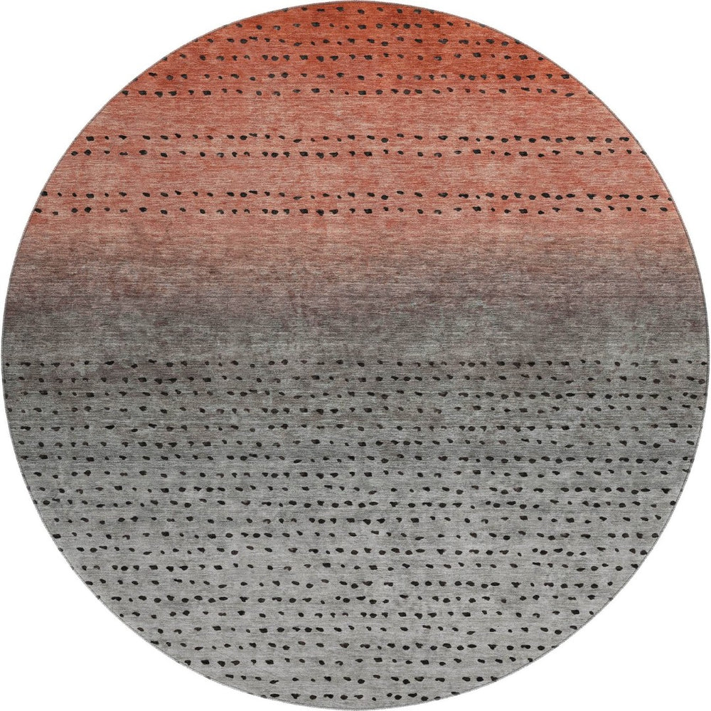 HomeRoots 8' X 10' Washable Area Rug in Rust, Charcoal & Gray - Durable, Stain-Resistant, UV Protected Design 710817