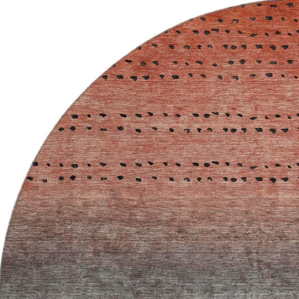 HomeRoots 8' X 10' Washable Area Rug in Rust, Charcoal & Gray - Durable, Stain-Resistant, UV Protected Design 710817