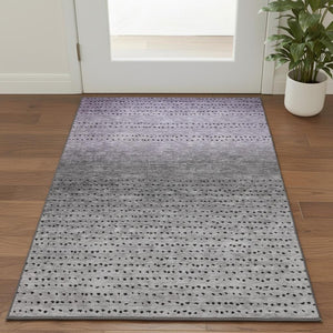 HomeRoots 5' X 8' Contemporary Purple, Charcoal & Gray Abstract Washable Area Rug with UV Protection & Durability 710821