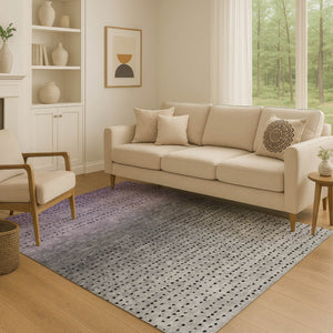 HomeRoots 5' X 8' Contemporary Purple, Charcoal & Gray Abstract Washable Area Rug with UV Protection & Durability 710821